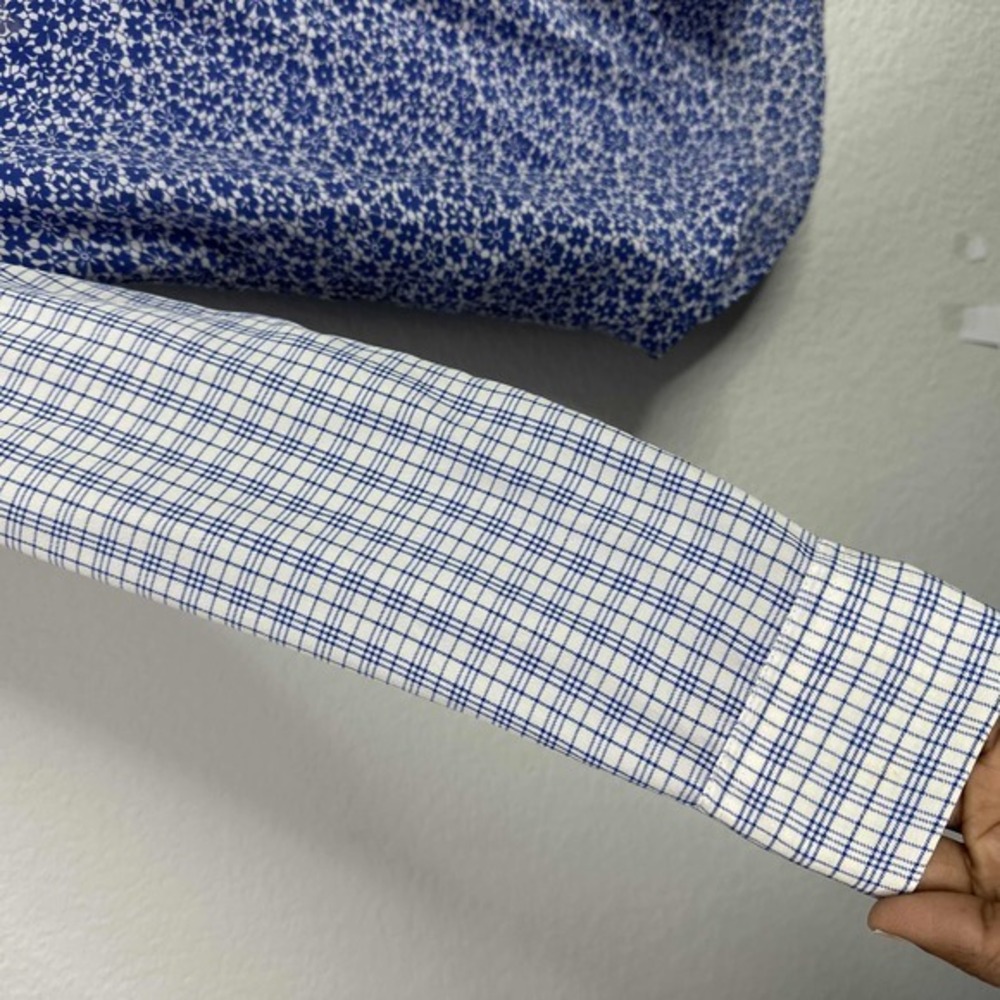 Equipment Shirt Women Small Silk Blue Floral Check Button Career Coquette Blouse - Picture 5 of 10